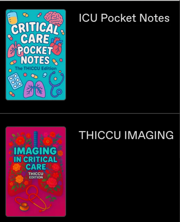 Bundle contents — covers of the two included titles: ICU Pocket Notes and THICCU Imaging.